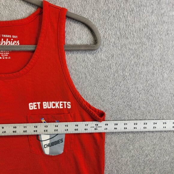 Chubbies Shirt Mens S Red Muscle Tank Get Buckets Beer River Floating Lake - Picture 5 of 10
